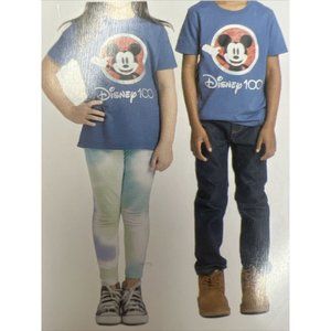 NEW Disney 100 Kids Mickey Mouse T-Shirt Size 5/6 Boys Girls Blue Tee